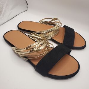 Elegant Black and Gold Women's Sandals